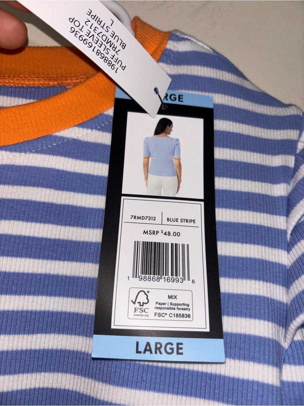 Rebecca Minkoff Blue White
Stripe Puff Sleeve Rib Knit Top
Large cotton - Picture 4 of 9